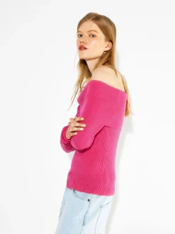 PARFOIS Jersey Con Hombros Descubiertos Fucsia Best Sale