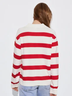PARFOIS Jersey De Punto A Rayas Rojo Discount