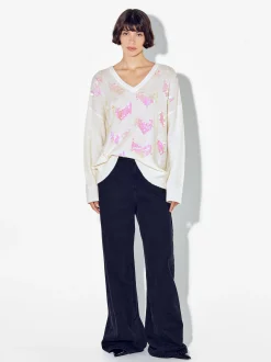 PARFOIS Jersey De Punto Con Aplicaciones Blanco Flash Sale
