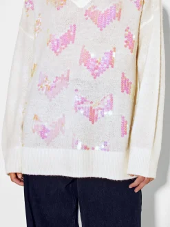 PARFOIS Jersey De Punto Con Aplicaciones Blanco Flash Sale