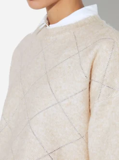 PARFOIS Jersey De Punto Con Cristales Beige Cheap