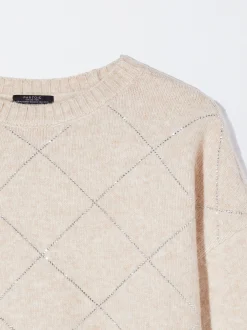 PARFOIS Jersey De Punto Con Cristales Beige Cheap