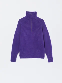 PARFOIS Jersey De Punto Con Cuello Alto Azul Shop