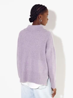 PARFOIS Jersey De Punto Con Cuello Alto Violeta Fashion