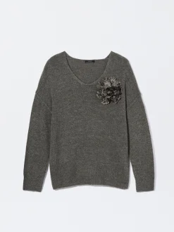 PARFOIS Jersey De Punto Con Flor Verde Outlet