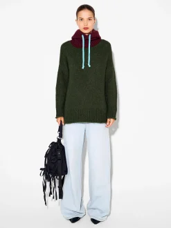 PARFOIS Jersey De Punto Con Lana Verde Best Sale