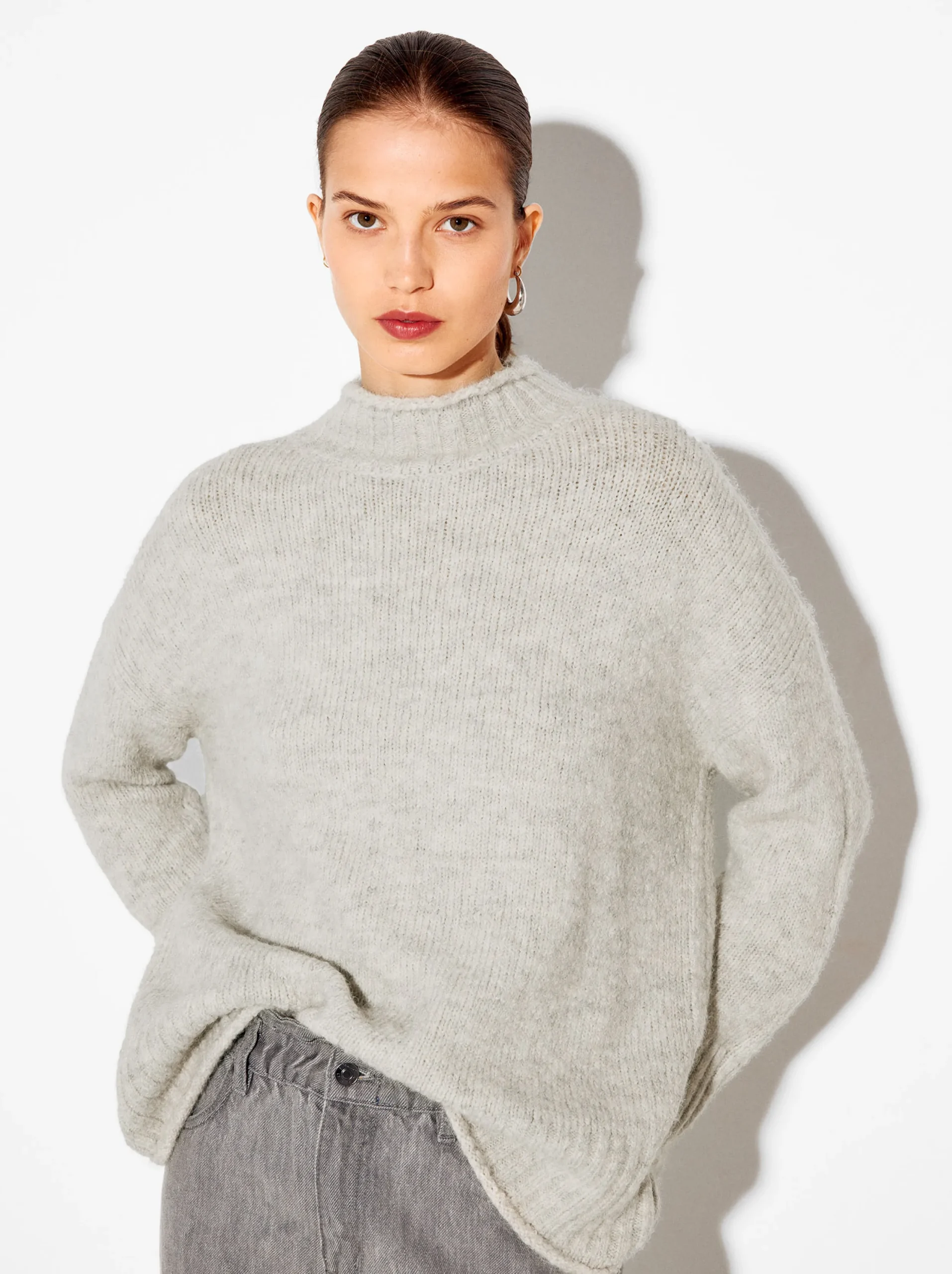 PARFOIS Jersey De Punto Con Lana Gris New