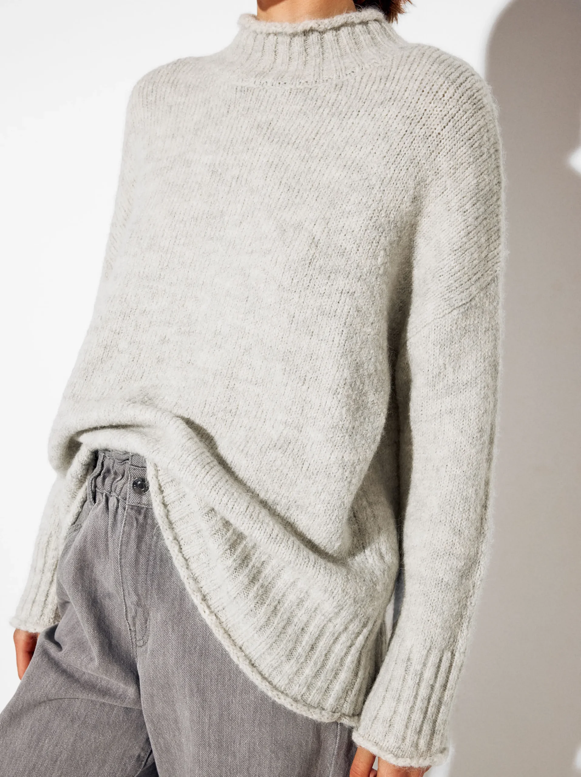 PARFOIS Jersey De Punto Con Lana Gris New