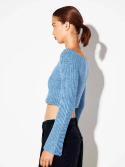 PARFOIS Jersey De Punto Cropped Azul Best Sale