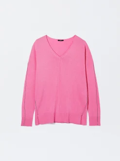 PARFOIS Jersey De Punto Cuello De Pico Rosa Store