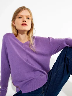 PARFOIS Jersey De Punto Cuello De Pico Violeta Sale