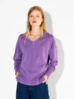 PARFOIS Jersey De Punto Cuello De Pico Violeta Sale