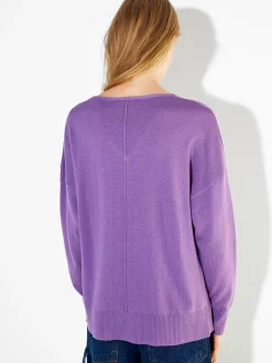 PARFOIS Jersey De Punto Cuello De Pico Violeta Sale