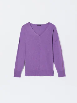 PARFOIS Jersey De Punto Cuello De Pico Violeta Sale