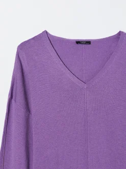 PARFOIS Jersey De Punto Cuello De Pico Violeta Sale