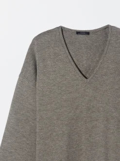 PARFOIS Jersey De Punto Cuello De Pico Marr&oacute;n Outlet