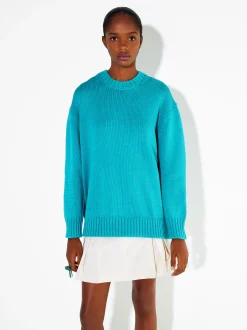 PARFOIS Jersey De Punto Cuello Redondo Azul Cheap