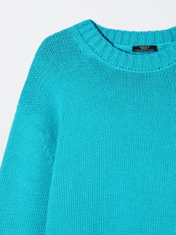 PARFOIS Jersey De Punto Cuello Redondo Azul Cheap