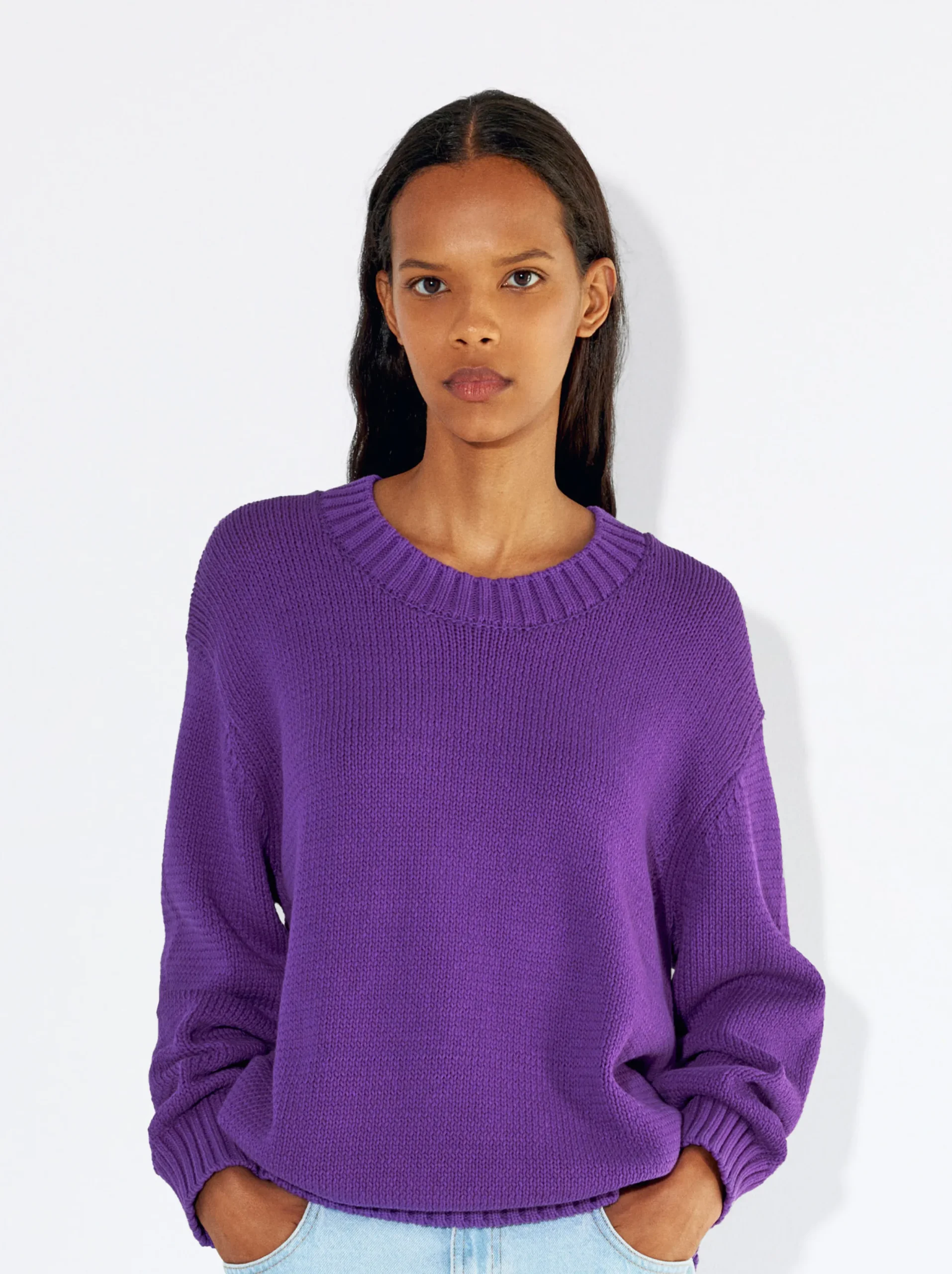 PARFOIS Jersey De Punto Cuello Redondo Violeta Store