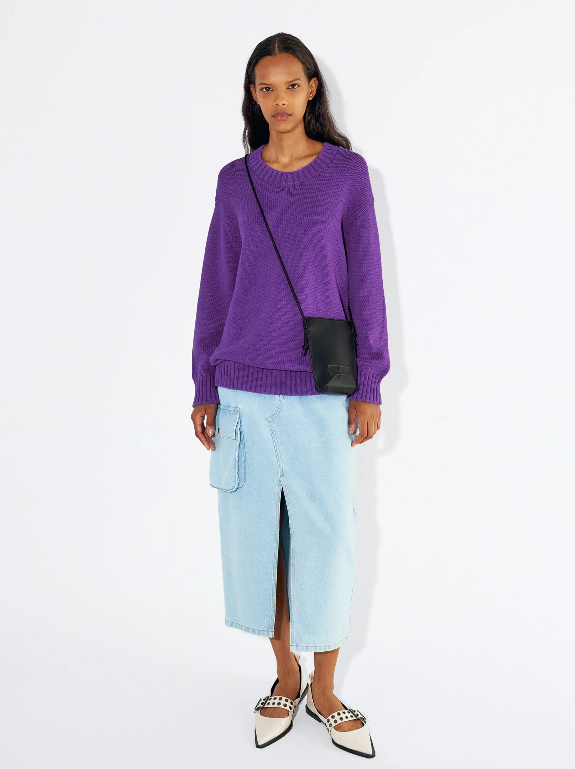 PARFOIS Jersey De Punto Cuello Redondo Violeta Store
