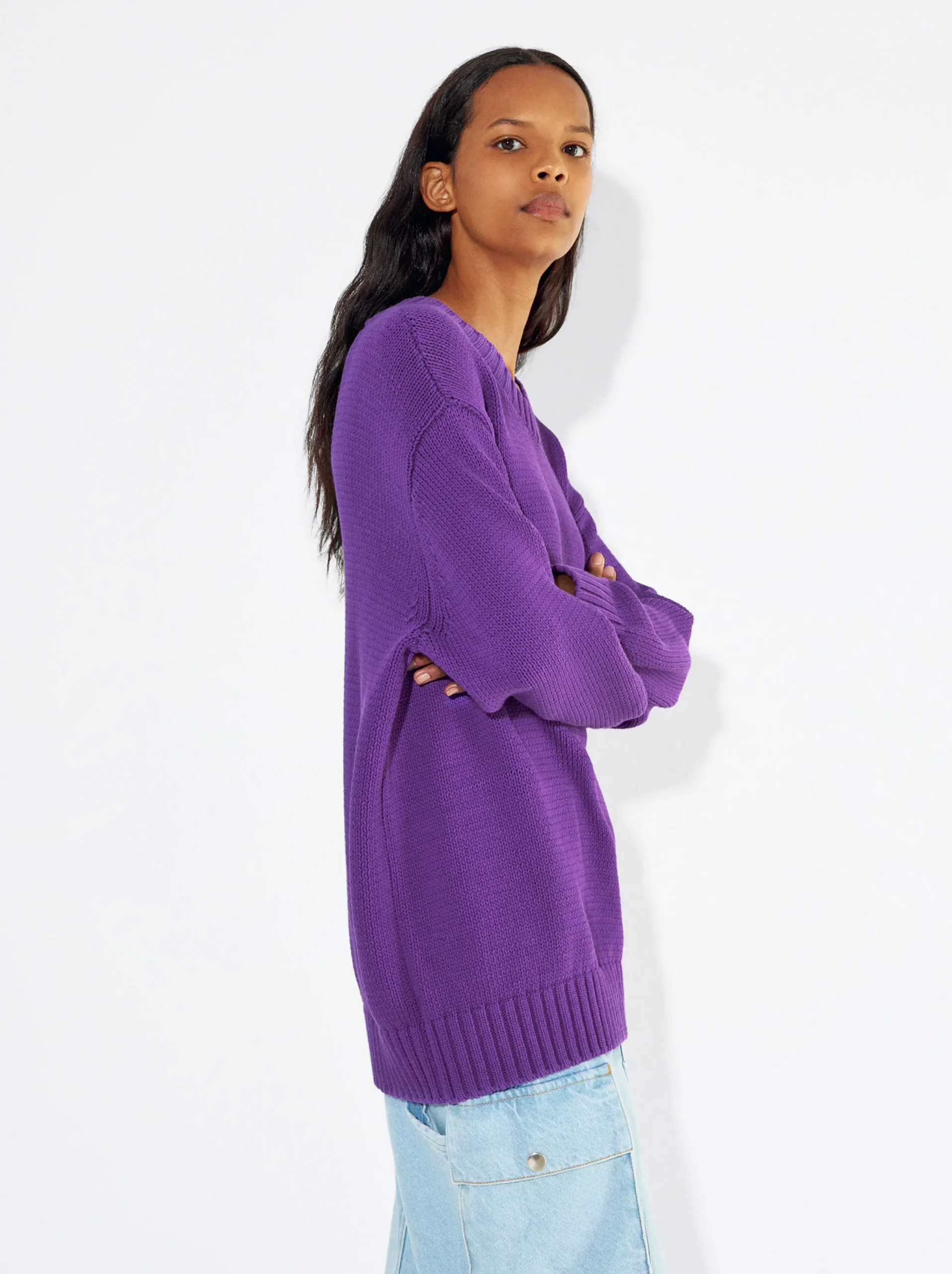 PARFOIS Jersey De Punto Cuello Redondo Violeta Store