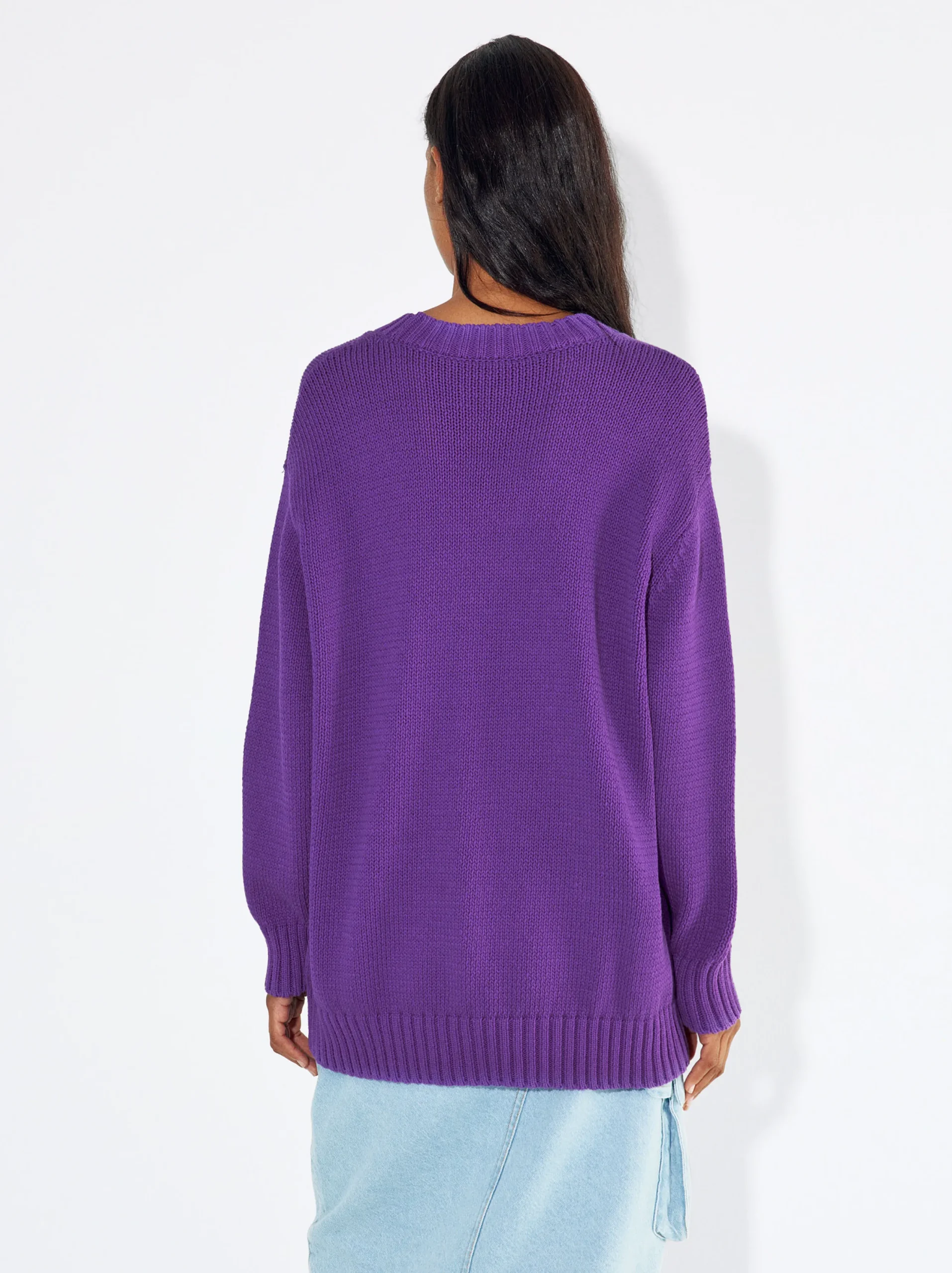 PARFOIS Jersey De Punto Cuello Redondo Violeta Store