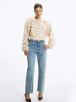 PARFOIS Jersey Efecto Plumas Con Lentejuelas Beige Shop