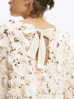 PARFOIS Jersey Efecto Plumas Con Lentejuelas Beige Shop
