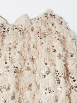 PARFOIS Jersey Efecto Plumas Con Lentejuelas Beige Shop
