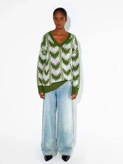 PARFOIS Jersey Jacquard Con Aplicaciones Verde Hot