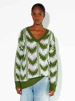 PARFOIS Jersey Jacquard Con Aplicaciones Verde Hot