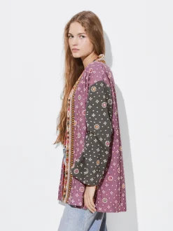 PARFOIS Kimono Abierto Estampado Multicor Flash Sale
