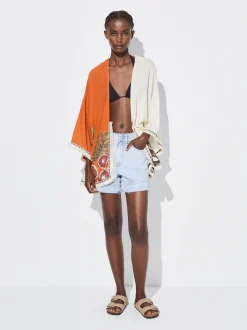 PARFOIS Kimono Abierto Estampado Multicor Hot