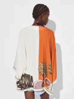 PARFOIS Kimono Abierto Estampado Multicor Hot
