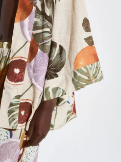 PARFOIS Kimono Abierto Estampado Multicor Cheap