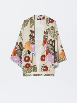 PARFOIS Kimono Abierto Estampado Multicor Cheap