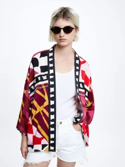 PARFOIS Kimono Abierto Estampado Multicor Cheap