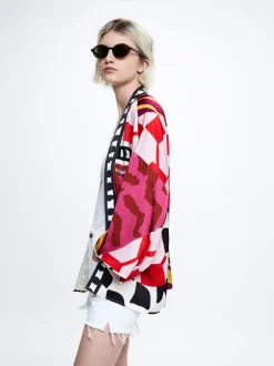 PARFOIS Kimono Abierto Estampado Multicor Cheap
