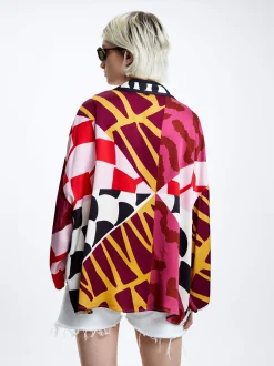 PARFOIS Kimono Abierto Estampado Multicor Cheap