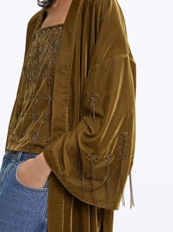 PARFOIS Kimono Con Aplicaciones Marr&oacute;n Shop