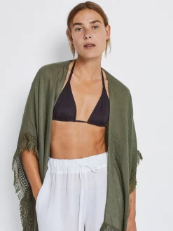 PARFOIS Kimono Con Flecos Caqui Fashion
