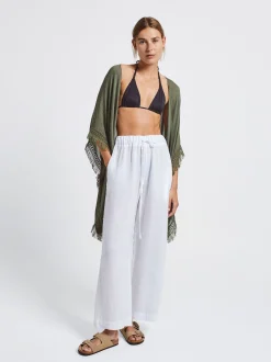 PARFOIS Kimono Con Flecos Caqui Fashion