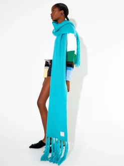 PARFOIS Maxi Bufanda Con Flecos Azul Sale
