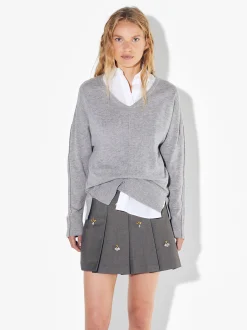 PARFOIS Minifalda Plisada Con Aplicaciones Gris Best