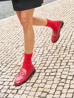 PARFOIS Mocas&iacute;n Plano Hebilla Rojo Sale