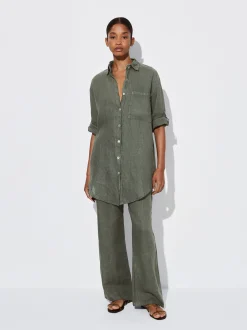 PARFOIS Pantal&oacute;n Ancho Lino Caqui Clearance