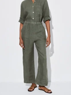 PARFOIS Pantal&oacute;n Ancho Lino Caqui Clearance