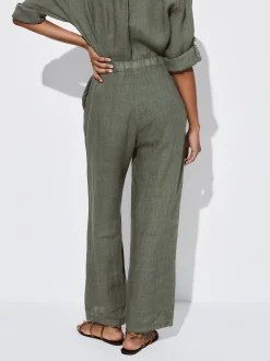 PARFOIS Pantal&oacute;n Ancho Lino Caqui Clearance
