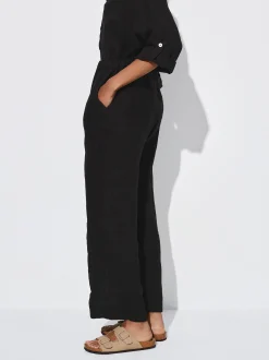 PARFOIS Pantal&oacute;n Ancho Lino Negro Hot