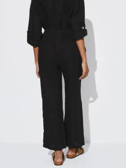 PARFOIS Pantal&oacute;n Ancho Lino Negro Hot